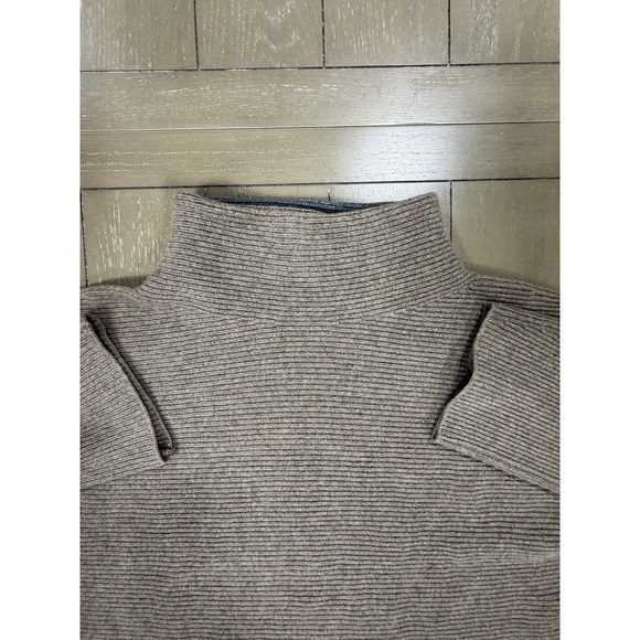 Vince Sweater Womens Large Oatmeal Wool Cashmere Mock Neck Ribbed Knit Classic - Picture 6 of 8
